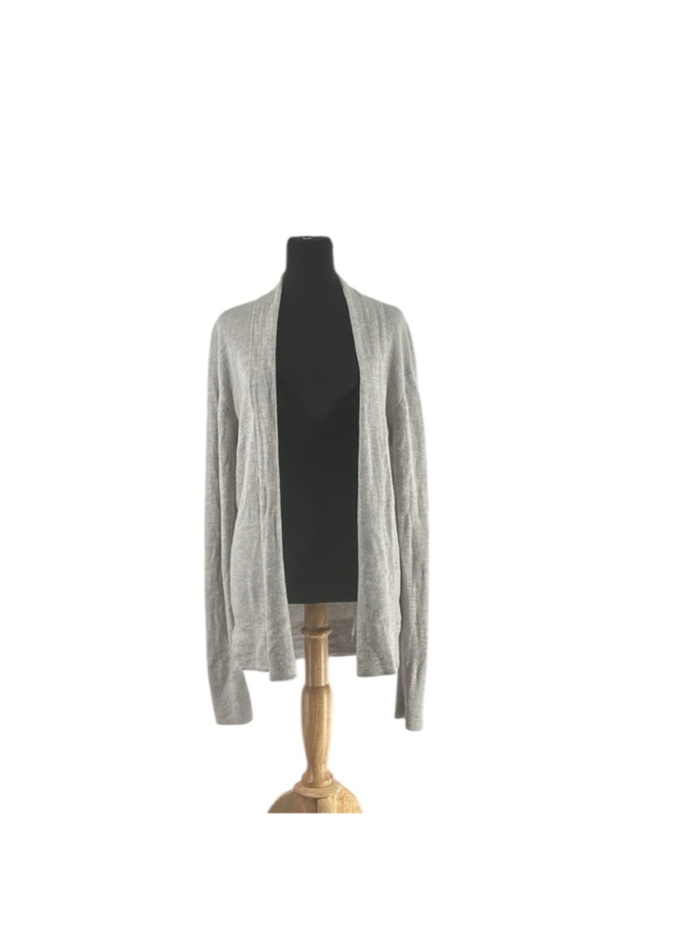 All Saints open front cardigan sweater Light Gray blue Merino wool Knit Sz Lg